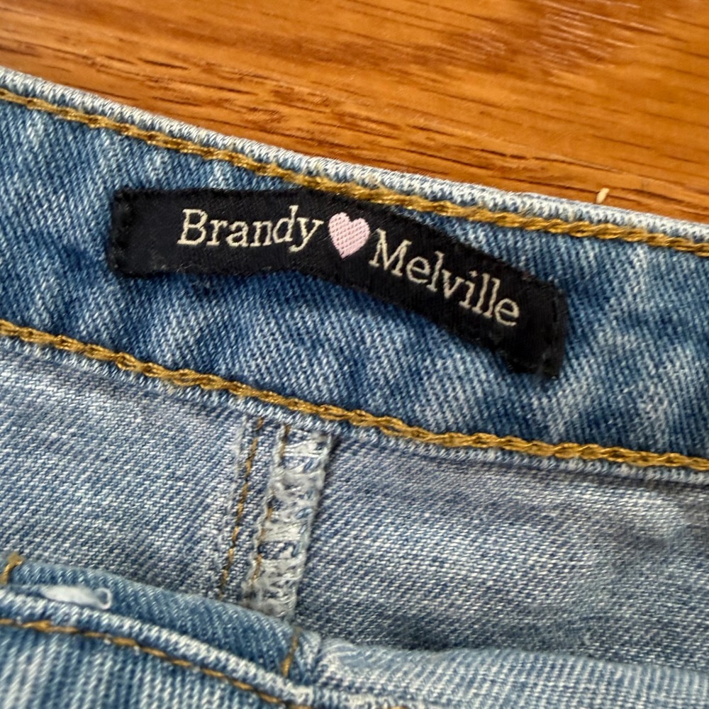 Brandy Melville Denim Button Front Patch Pockets Mini Skirt Size Medium - Picture 4 of 8